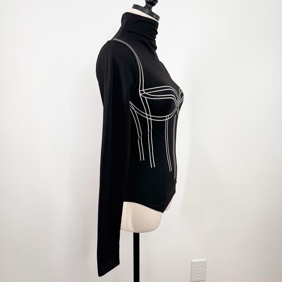Wolford Theresa String Bodysuit Black White Corset Baddie Luxury Goth Size M - Picture 6 of 16